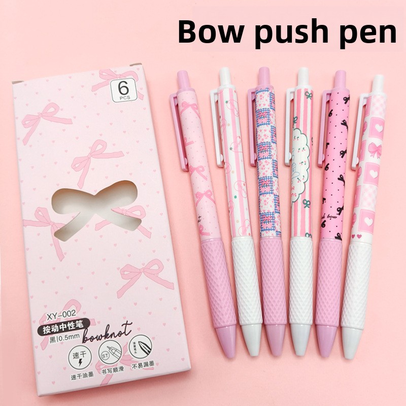 Pink Bowknot Quick-Dry Gel Pens, Fine Point, Smooth Writing for Office and School Supplies, Perfect for Everyday Use