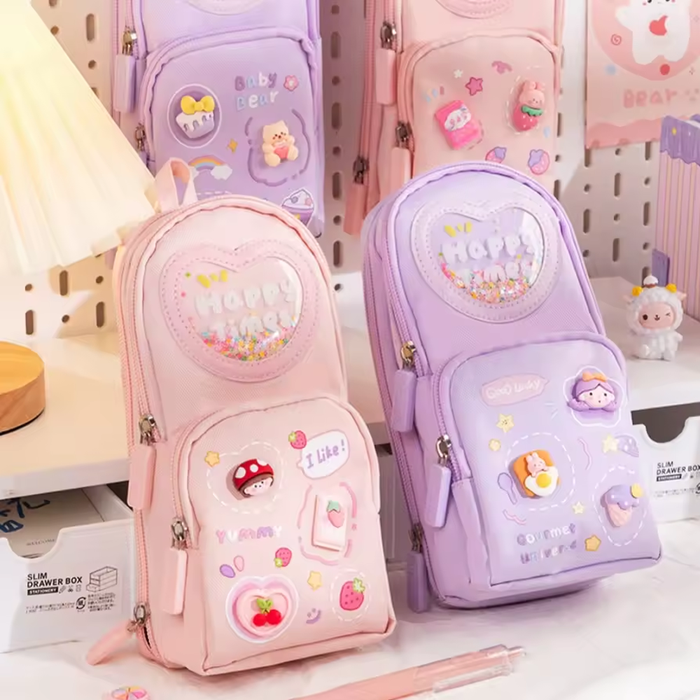 High Appearance Level Largecapacity Schoolbag And Pen Case Primary School Stationery Bag And Box Mu 1