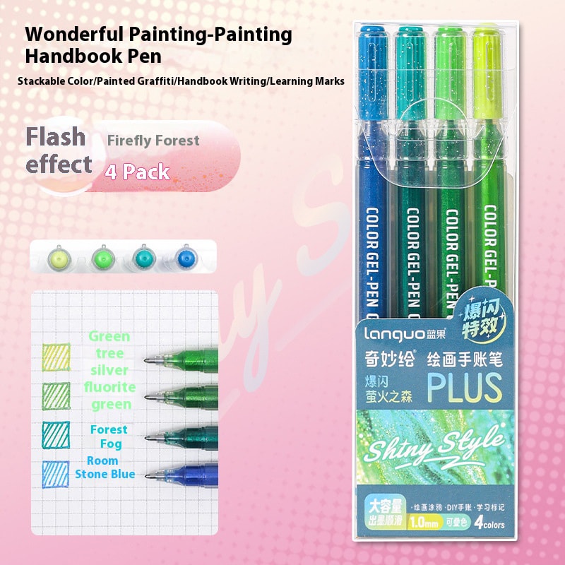 Glitter Effects Color Gel Pen Set Student Writing Pen Painting Highlight Take Note Handbook School 11