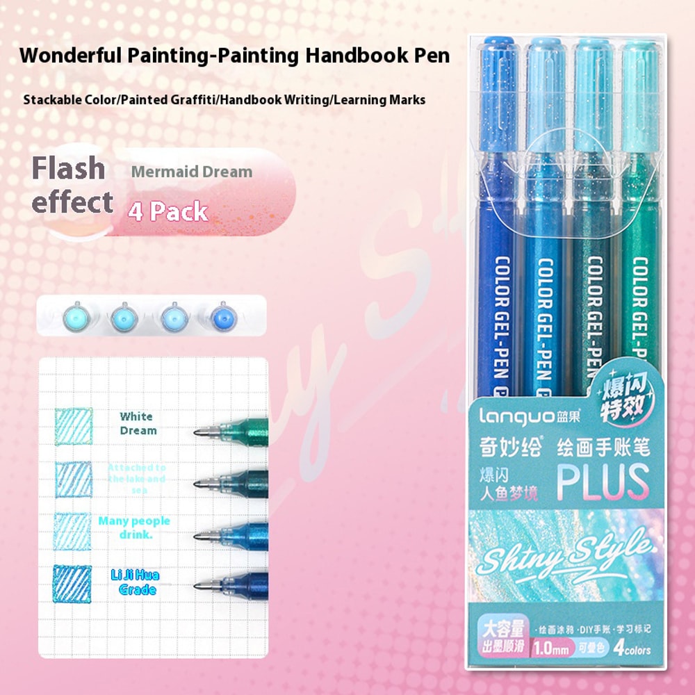 Glitter Effects Color Gel Pen Set Student Writing Pen Painting Highlight Take Note Handbook School 13