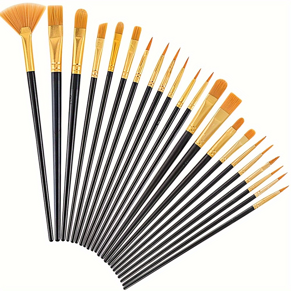 Brush Set for Acrylic, Watercolor, Oil Painting, Plastic Brushes for Canvas, Fabric, Paper Craft Supplies