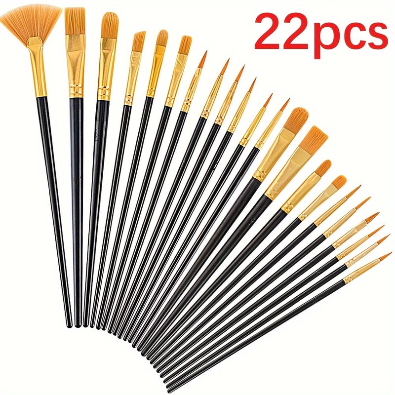 Brush Set for Acrylic, Watercolor, Oil Painting, Plastic Brushes for Canvas, Fabric, Paper Craft Supplies
