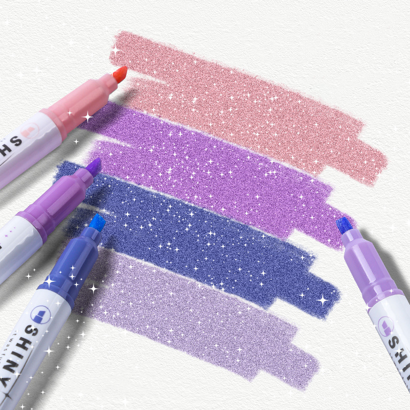 Highlighter Pens Glitter Highlighter Markers Kawaii Stationery Supplies Back To School Accessories 0