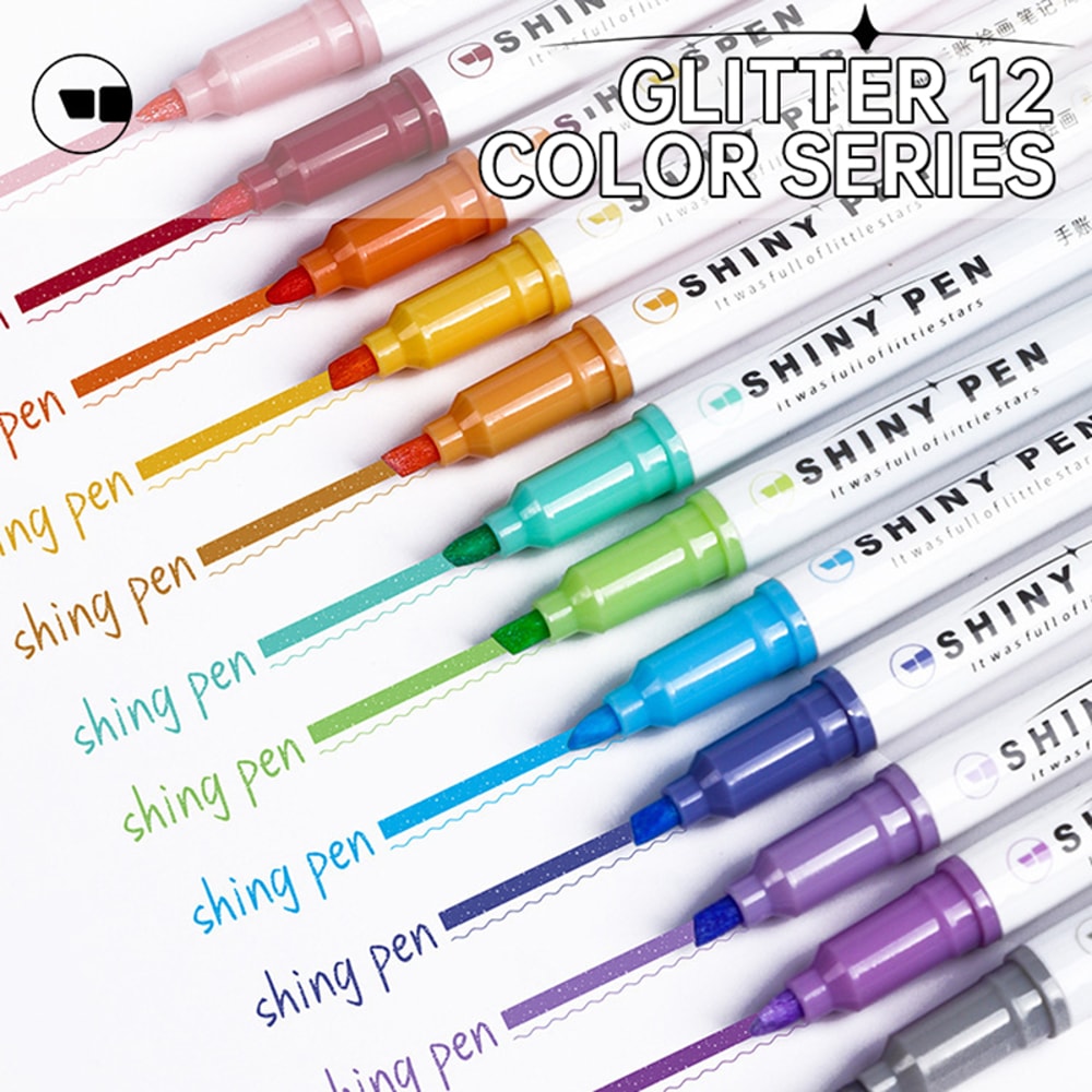 Highlighter Pens Glitter Highlighter Markers Kawaii Stationery Supplies Back To School Accessories 2