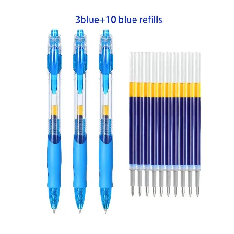 Retractable Gel Pens Set BlackBlueRed Liquid Ballpoint Pen School Stationery Office Writing Tool Fo 6