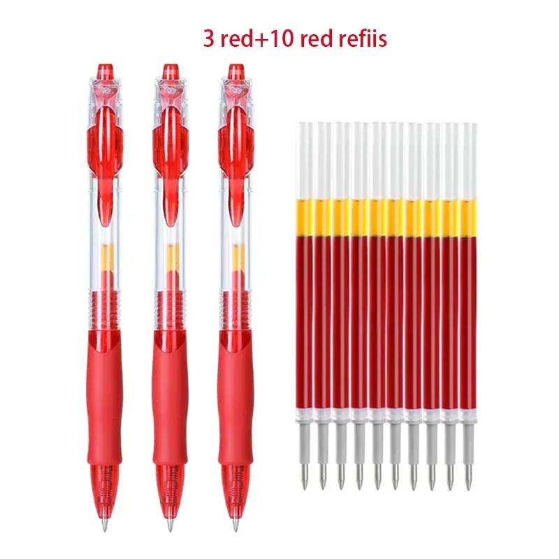Retractable Gel Pens Set BlackBlueRed Liquid Ballpoint Pen School Stationery Office Writing Tool Fo 7