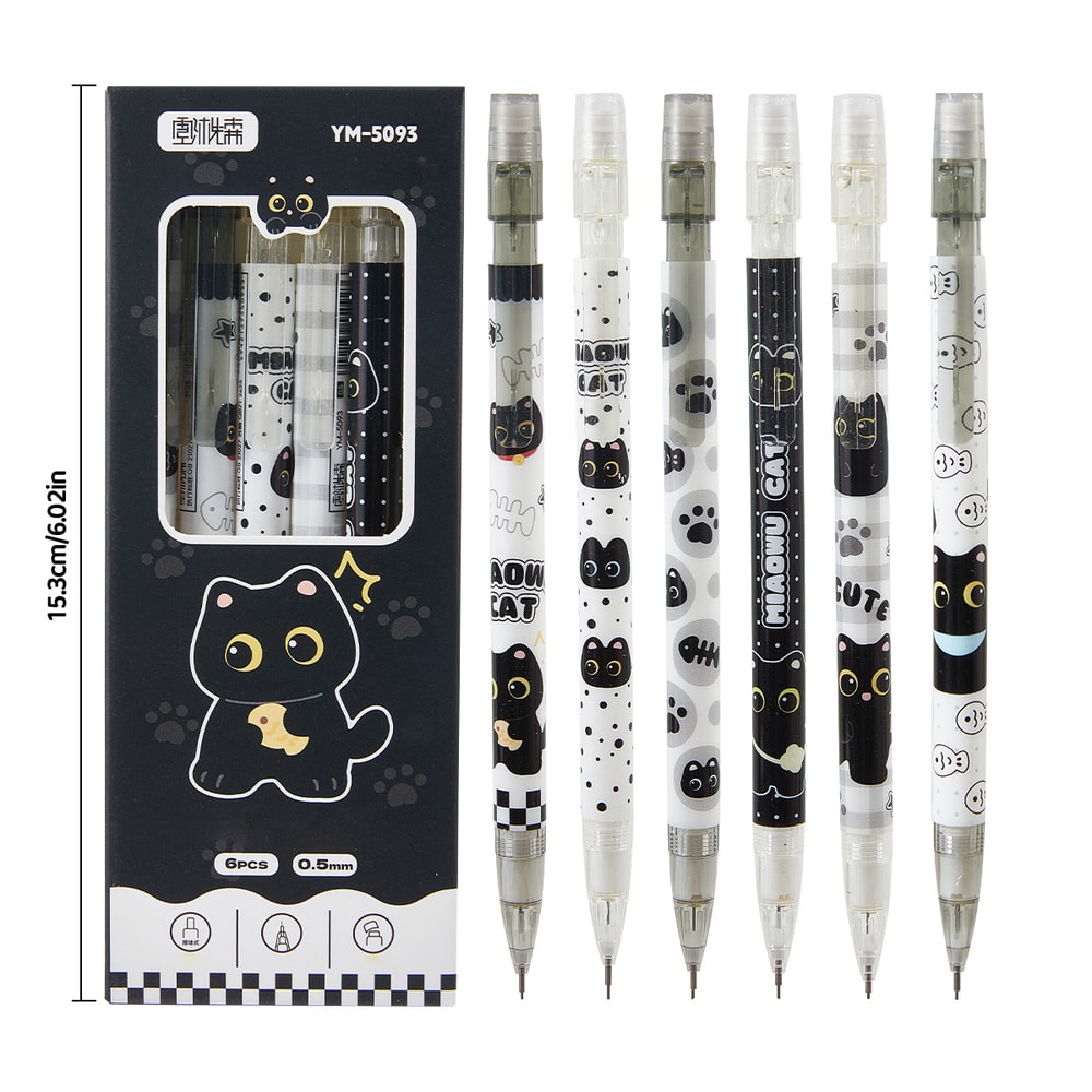 Mechanical Pencils for Writing, Drawing, Cute Cat Design, Ideal for Office School Use, Multicolor Pen