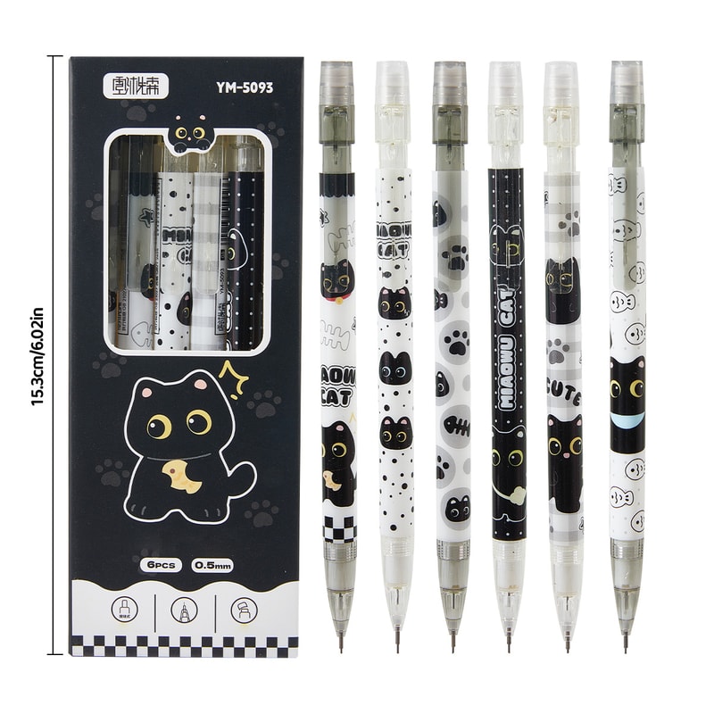 Mechanical Pencils for Writing, Drawing, Cute Cat Design, Ideal for Office School Use, Multicolor Pen