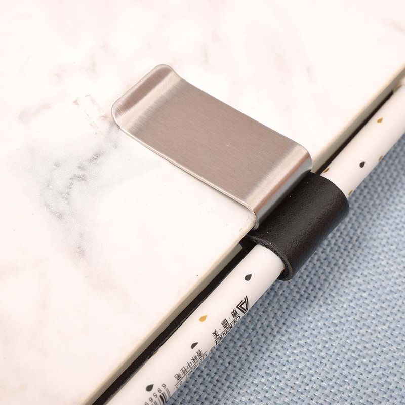 Pen Loop For Notebook, Retro Leather Journal, Pencil Holder Bookmark With Metal Clip, Leather Pen Holder For Journals