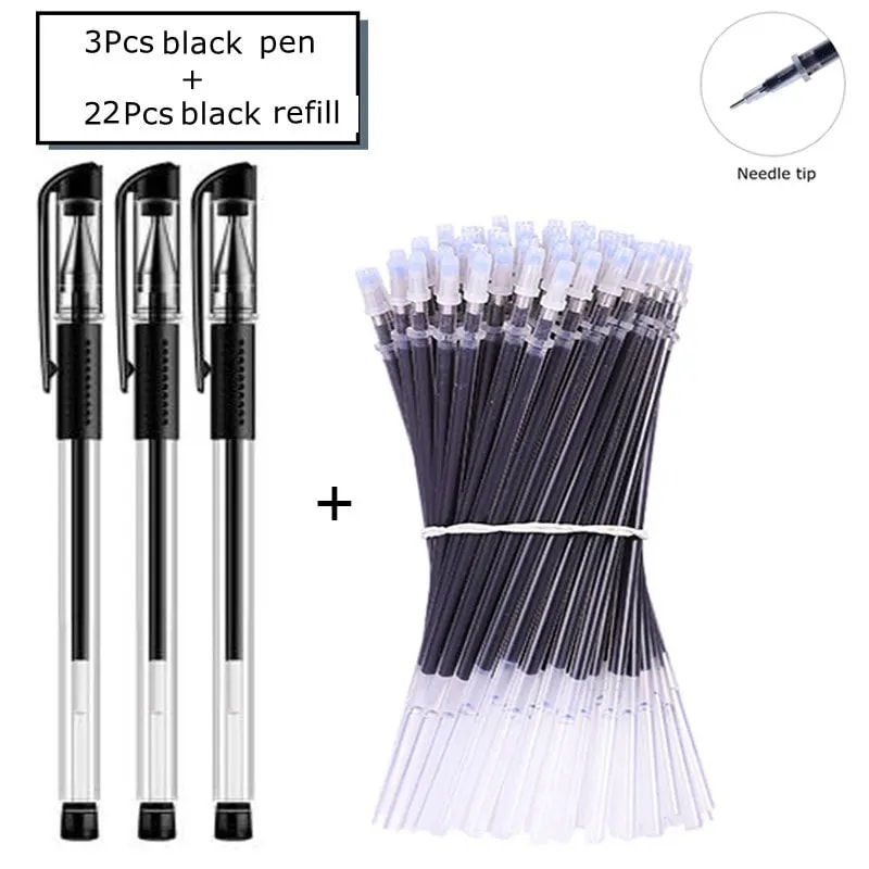 Gel Pen Set School Supplies Black Blue Red Ink 05mm Ballpoint Kawaii Pen Writing Tool For School Of