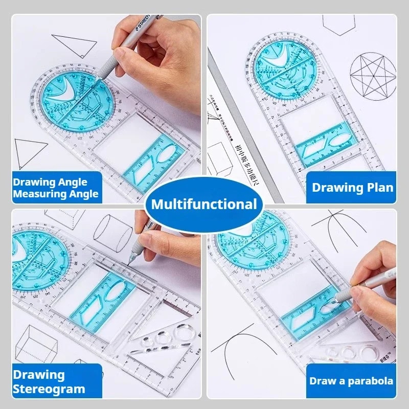 Multifunctional Geometric Function Ruler Set Mathematic Drawing Template Measuring Tool For Art Stu 1