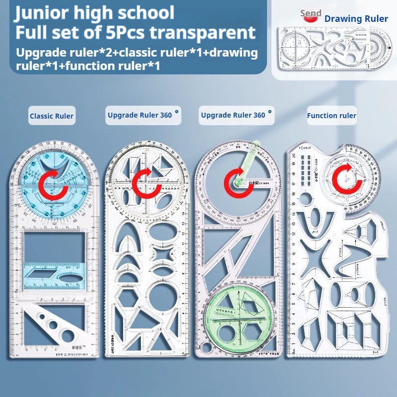 Multifunctional Geometric Function Ruler Set Mathematic Drawing Template Measuring Tool For Art Stu 5