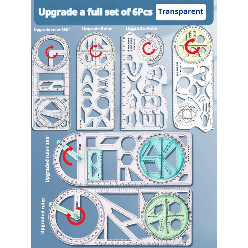 Multifunctional Geometric Function Ruler Set Mathematic Drawing Template Measuring Tool For Art Stu 7