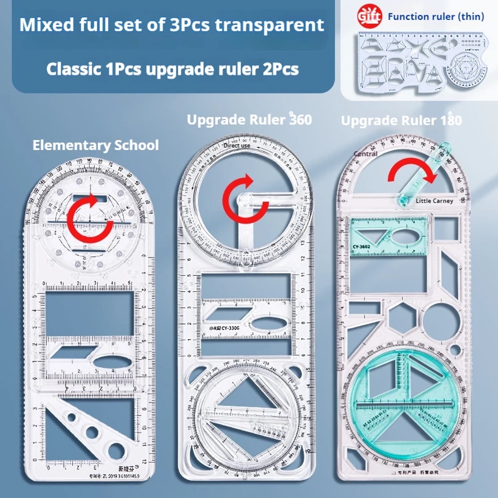 Multifunctional Geometric Function Ruler Set Mathematic Drawing Template Measuring Tool For Art Stu 9