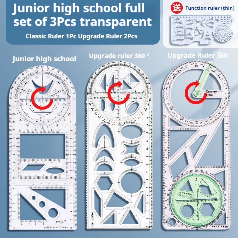Multifunctional Geometric Function Ruler Set Mathematic Drawing Template Measuring Tool For Art Stu 10
