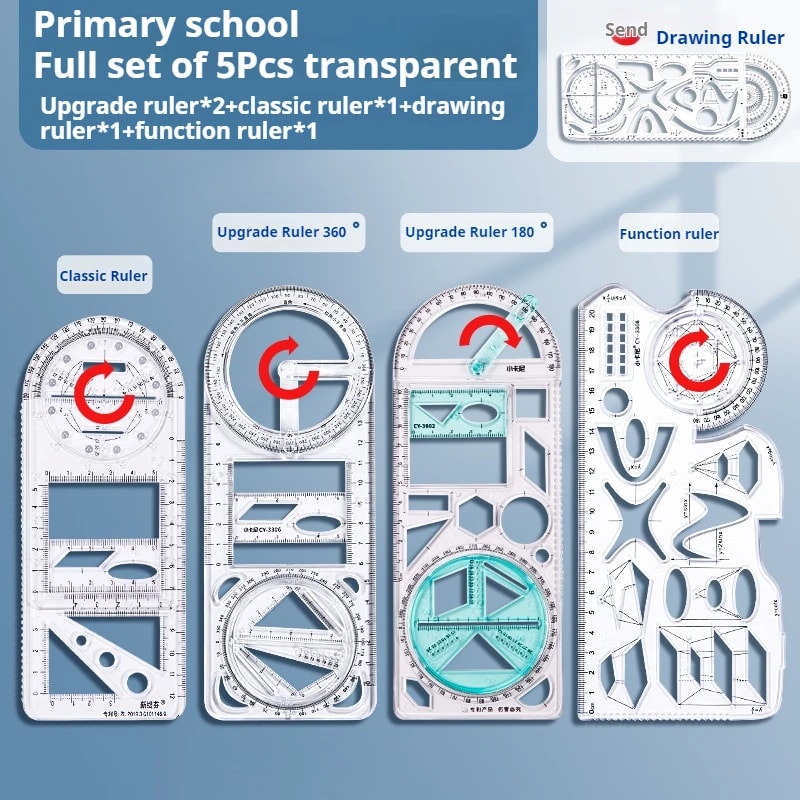 Multifunctional Geometric Function Ruler Set Mathematic Drawing Template Measuring Tool For Art Stu 12