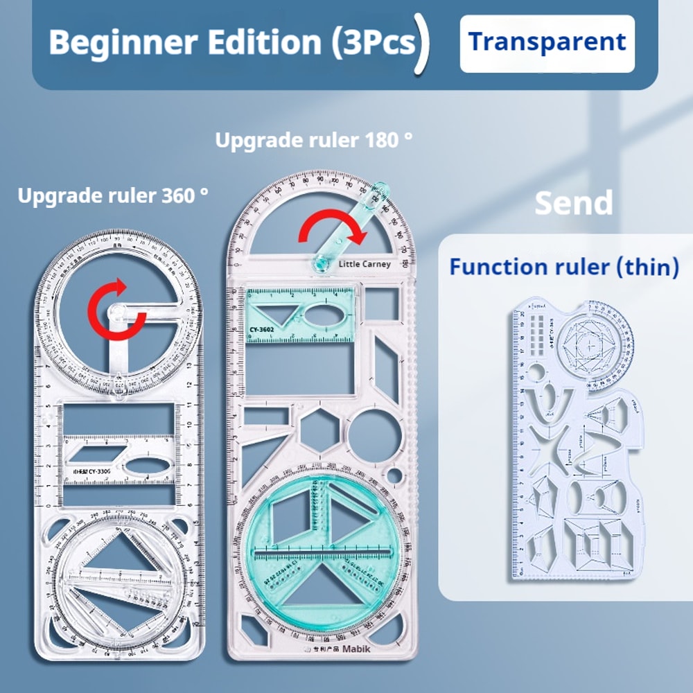 Multifunctional Geometric Function Ruler Set Mathematic Drawing Template Measuring Tool For Art Stu 17