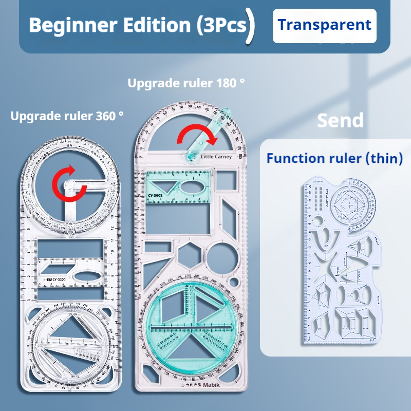 Multifunctional Geometric Function Ruler Set Mathematic Drawing Template Measuring Tool For Art Stu 17