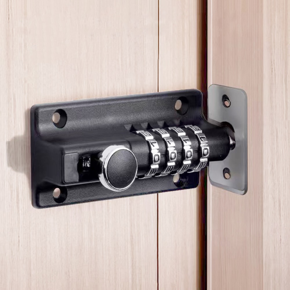 Password Lock, Black Silver Bolt Metal Door Latch, Anti-theft Safety Combination Digit Padlock, Outdoor Home Wood Gate