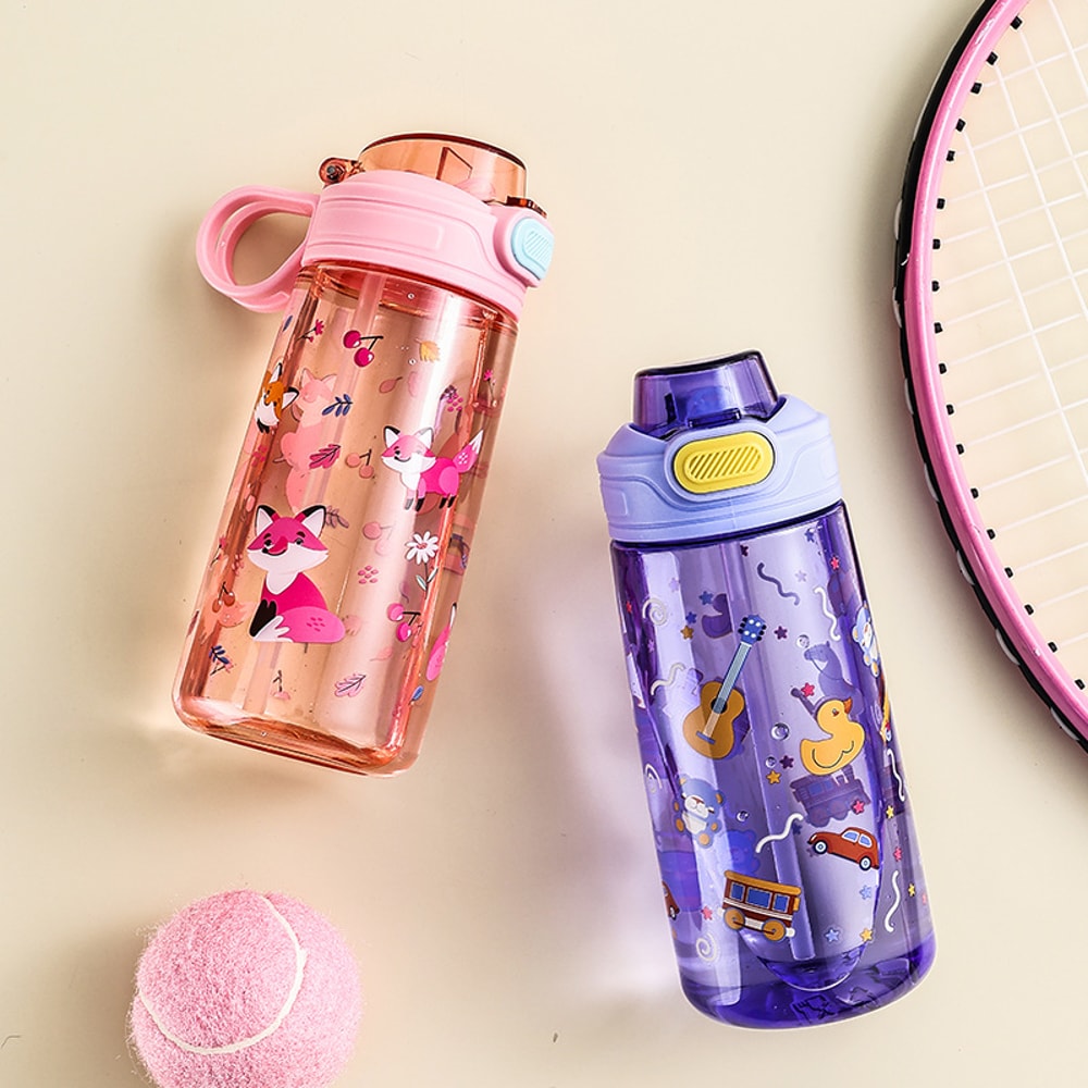 Cute Kids Water Bottle With Straw BPAFree Leakproof Outdoor Portable Childrens School Cup EcoFriend 1