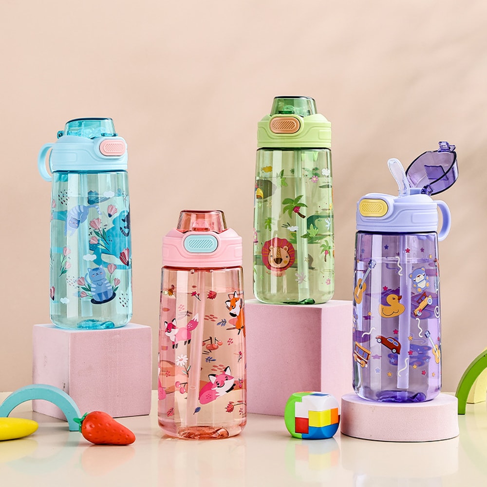 Cute Kids Water Bottle With Straw BPAFree Leakproof Outdoor Portable Childrens School Cup EcoFriend 2