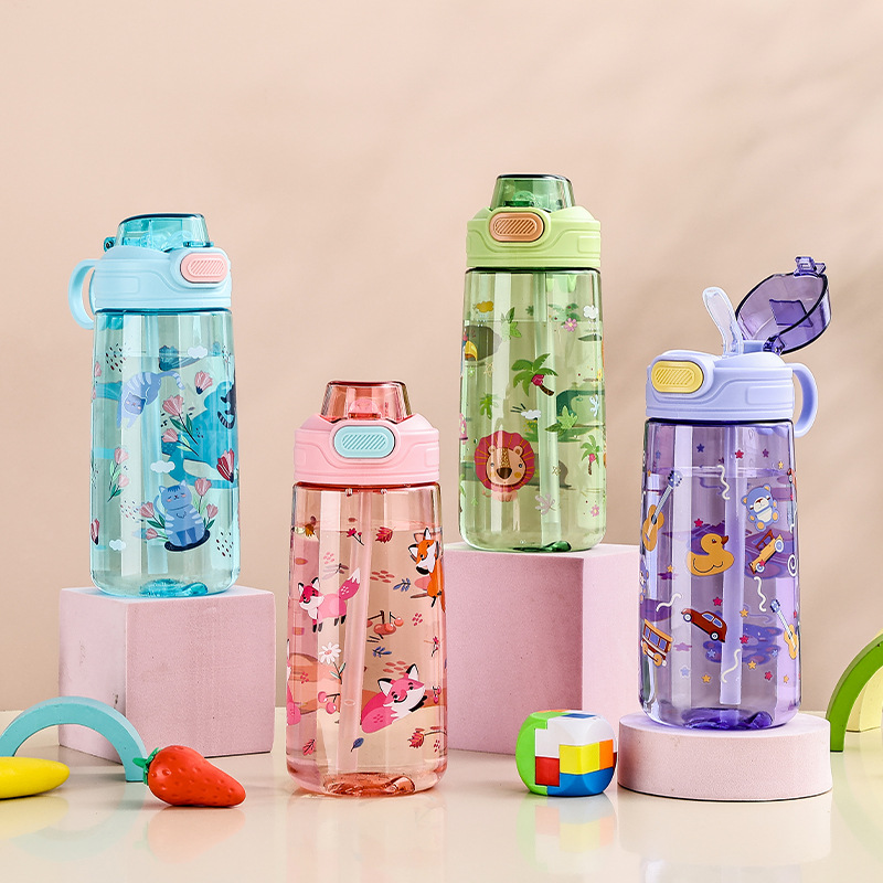 Cute Kids Water Bottle With Straw BPAFree Leakproof Outdoor Portable Childrens School Cup EcoFriend 2