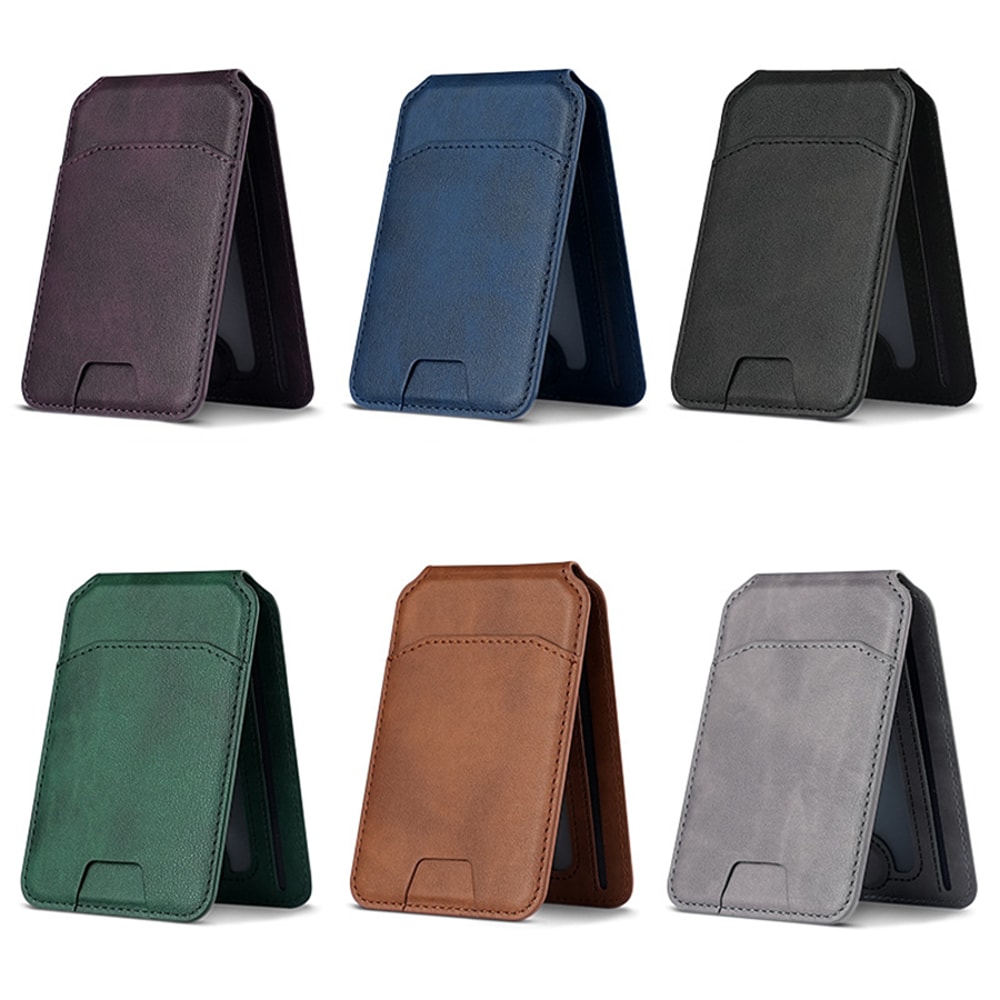 Card Wallet Phone Stand, PU Leather Magnetic Card Holder Case, Bracket Stand with Kickstand for iPhone