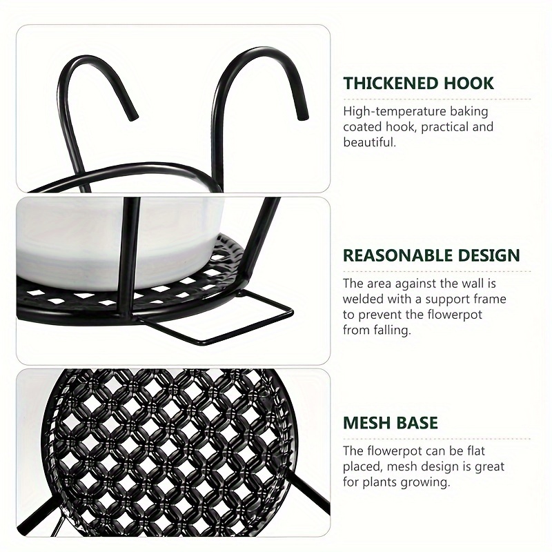 One Pack Of Iron Art Hanging Flower Pots Metal Plant Basket With Detachable Hanging Hooks For Balco 4