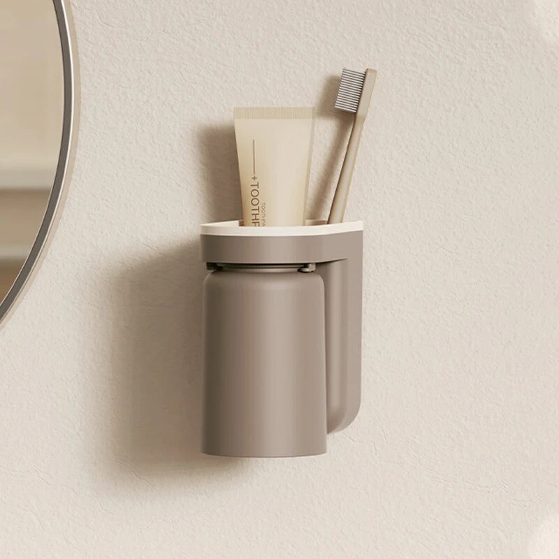 Innovative Toothbrush Storage Rack Wall Mounted Mouthwash Cup Brush Cup Light Luxury Bathroom Organ 5
