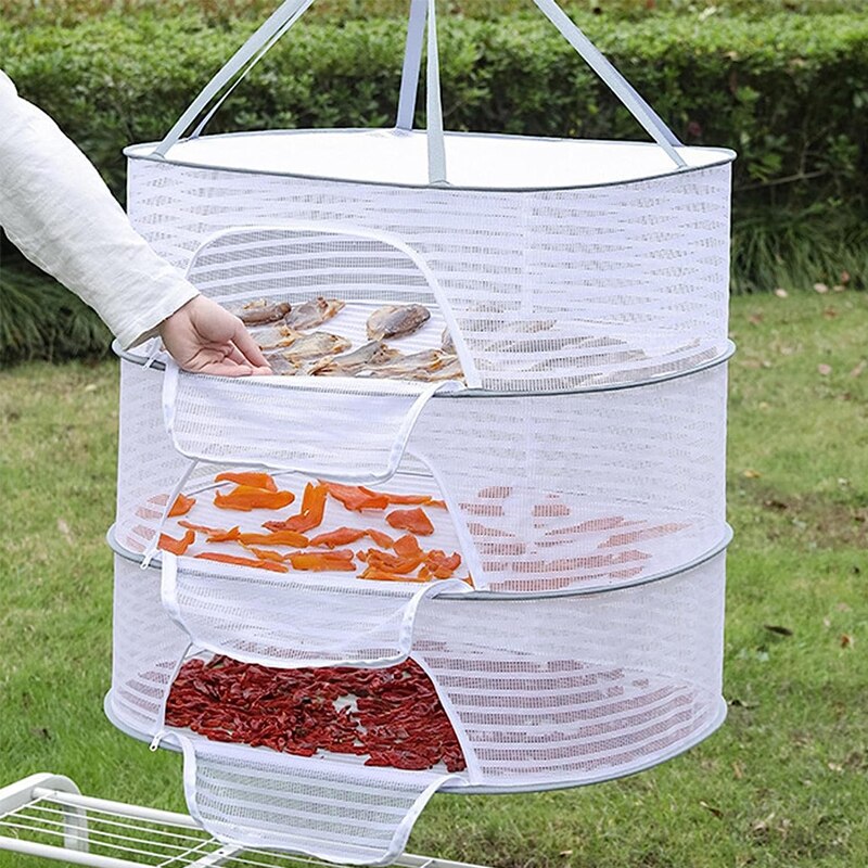 Portable Mesh Clothes Hanging Dryer Folded Herb Rack For Buds Fruits Hydroponics Flowers Vegetables 2