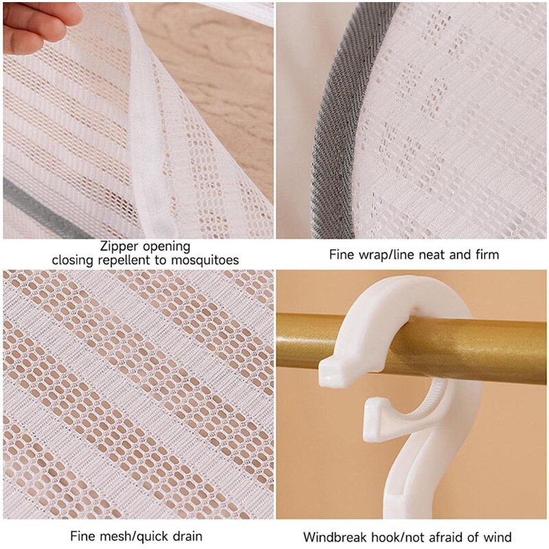 Portable Mesh Clothes Hanging Dryer Folded Herb Rack For Buds Fruits Hydroponics Flowers Vegetables 4