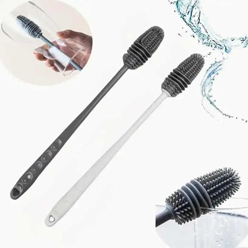 Long Handle Silicone Bottle Brush, Kitchen Cleaning Cup Brush, Thermos Glass Cleaning Brush, Bottle Cleaning Tools