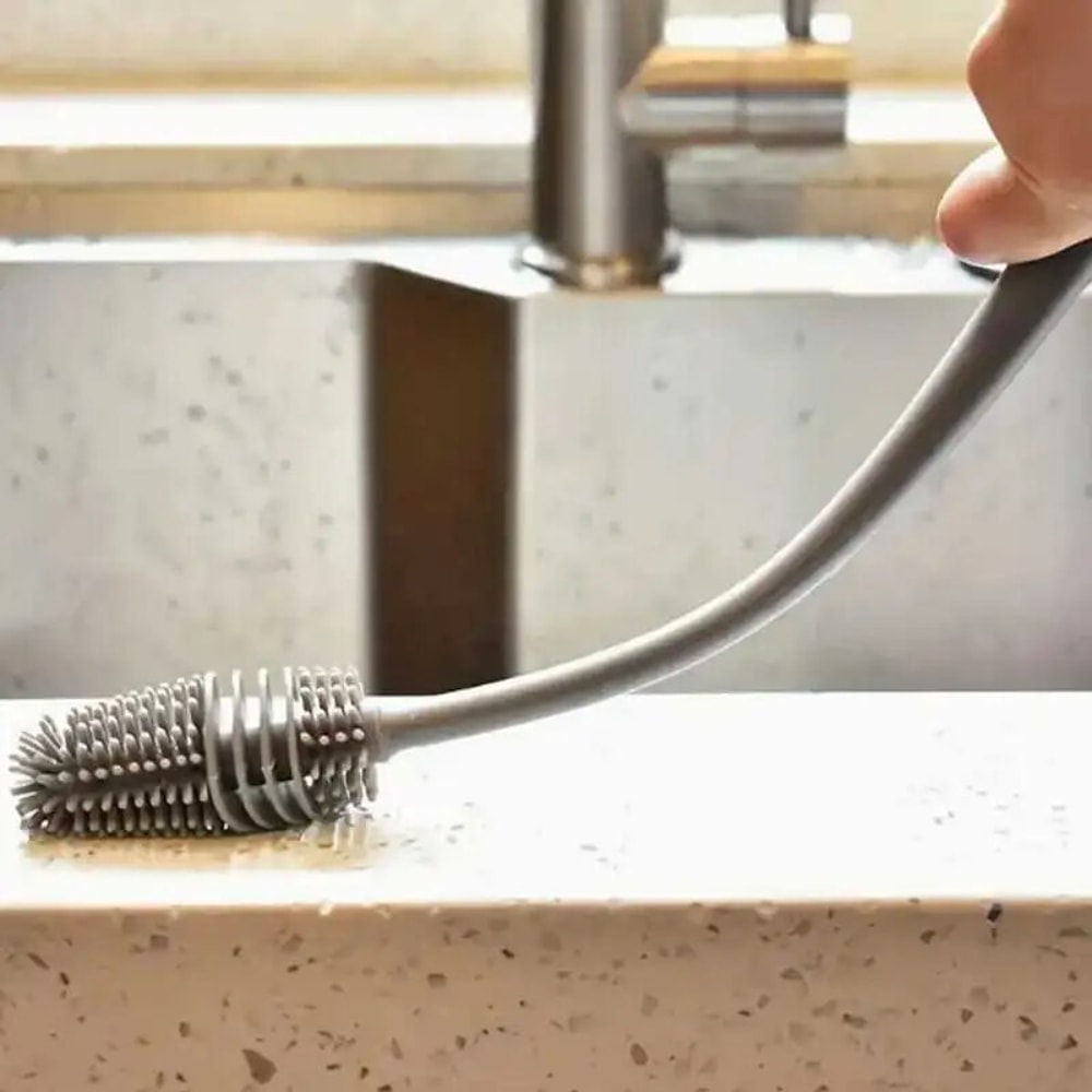 Long Handle Silicone Bottle Brush, Kitchen Cleaning Cup Brush, Thermos Glass Cleaning Brush, Bottle Cleaning Tools