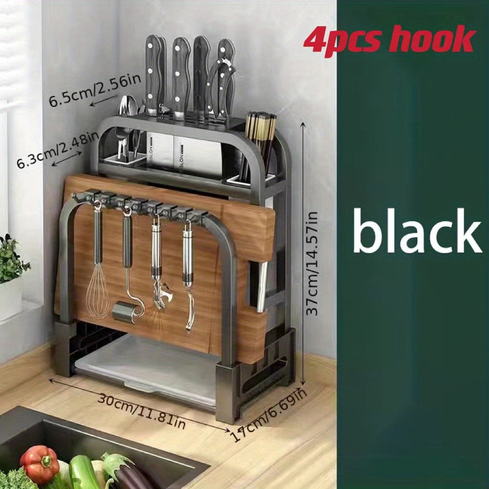 Stainless Steel Knife Holder Kitchen Rack Cutting Board Rack Integrated Storage Rack Home Counterto 2