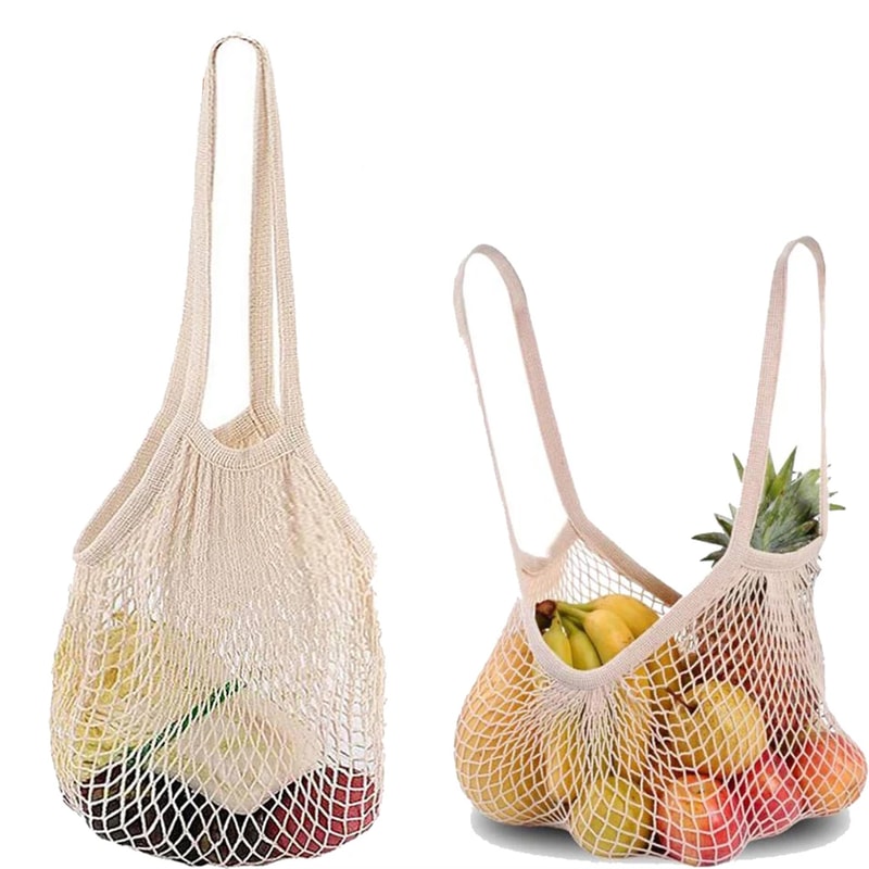 Cotton String Shopping Tote Bags, Reusable Grocery Mesh Bags, Eco Friendly Fruit Vegetable Storage Organizer