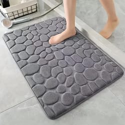 non slip bathroom mat, cobblestone embossed bath mats, absorbent doormat, carpet door floor mat, machine washable, quick