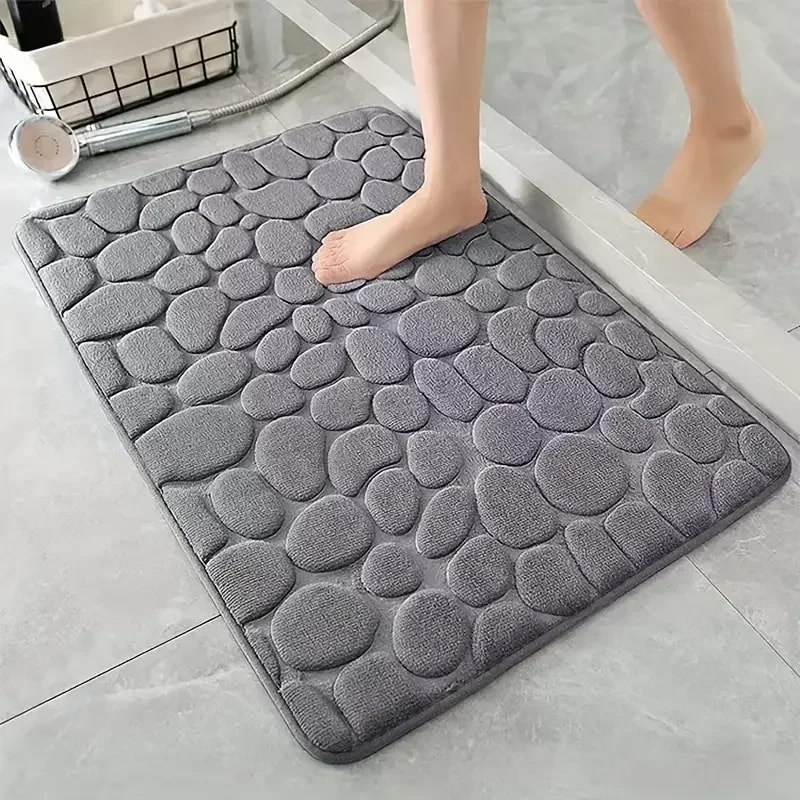 Non Slip Bathroom Mat Cobblestone Embossed Bath Mats Absorbent Doormat Carpet Door Floor Mat Machin 0
