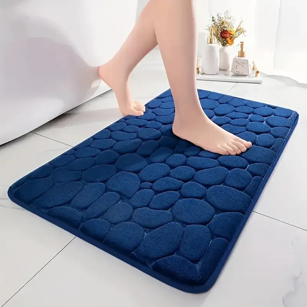 Non Slip Bathroom Mat Cobblestone Embossed Bath Mats Absorbent Doormat Carpet Door Floor Mat Machin 9