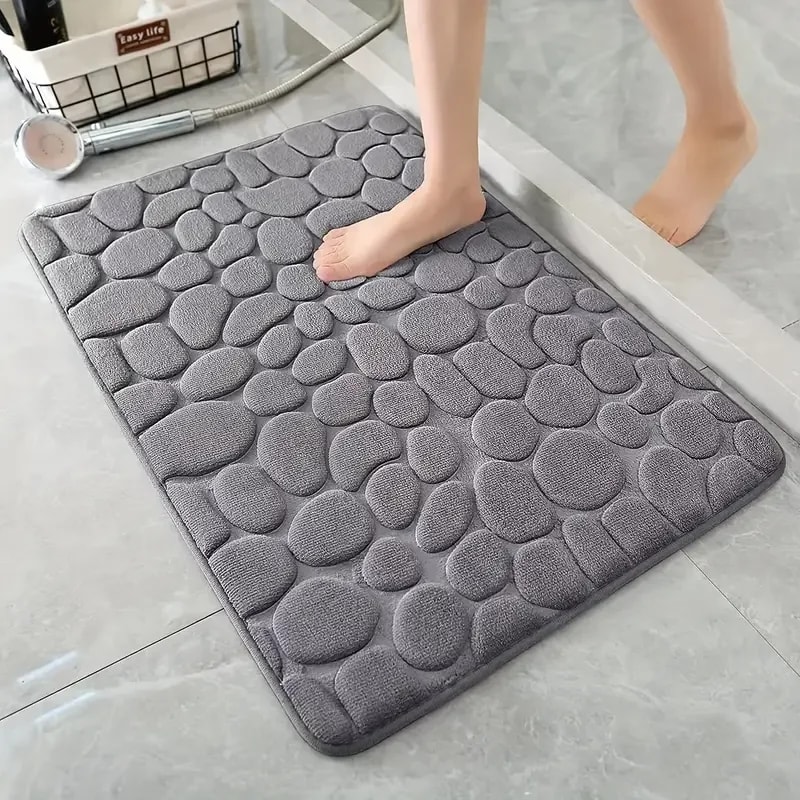 Non Slip Bathroom Mat Cobblestone Embossed Bath Mats Absorbent Doormat Carpet Door Floor Mat Machin 6