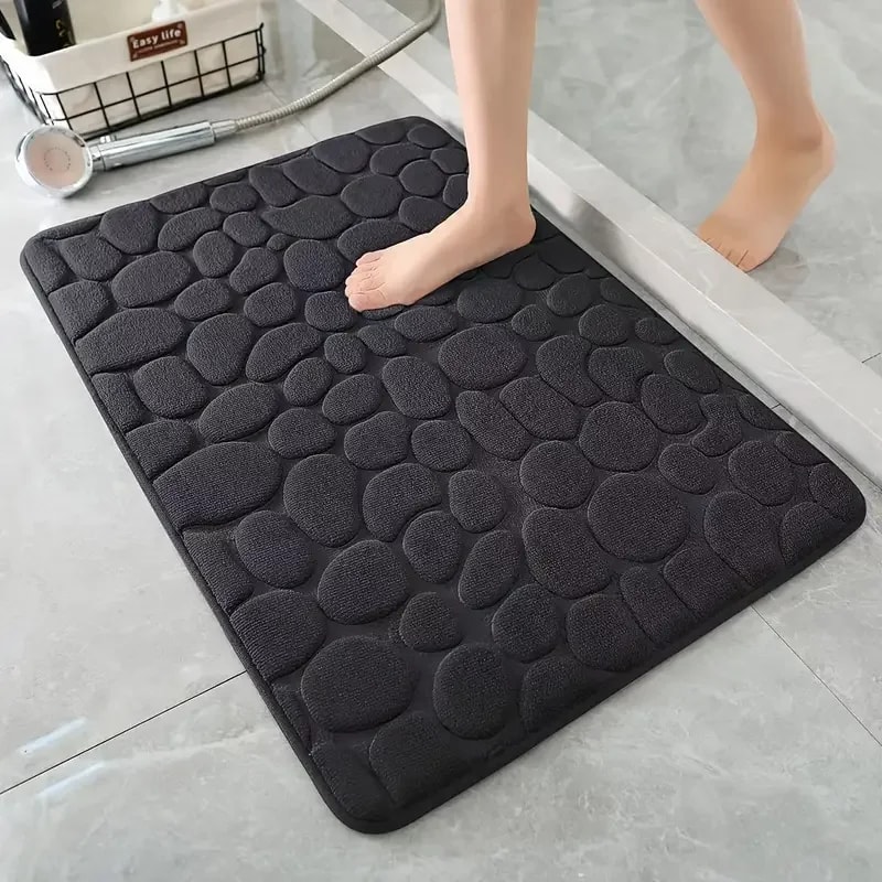 Non Slip Bathroom Mat Cobblestone Embossed Bath Mats Absorbent Doormat Carpet Door Floor Mat Machin 10