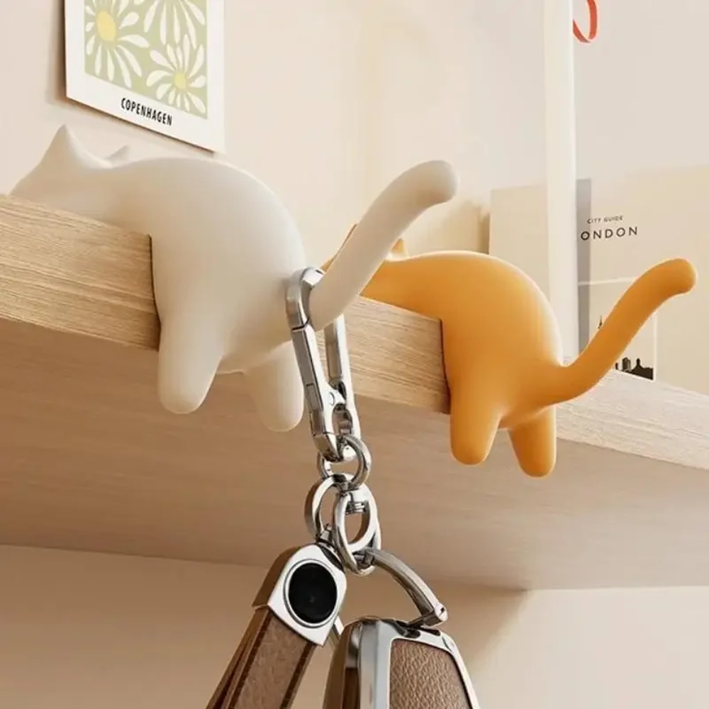 Cat Shaped Desktop Backpack Hook Multifunctional Key Hook For Students Strong LoadBearing No Punchi 2
