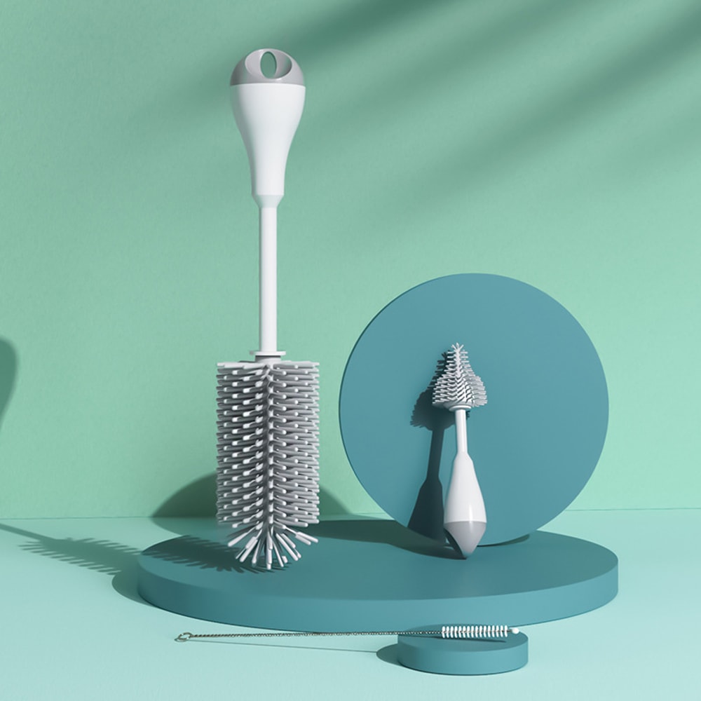 Rotation Silicone Baby Bottle Brush, Pacifier, Water Cup, Container Straw Cleaner Set