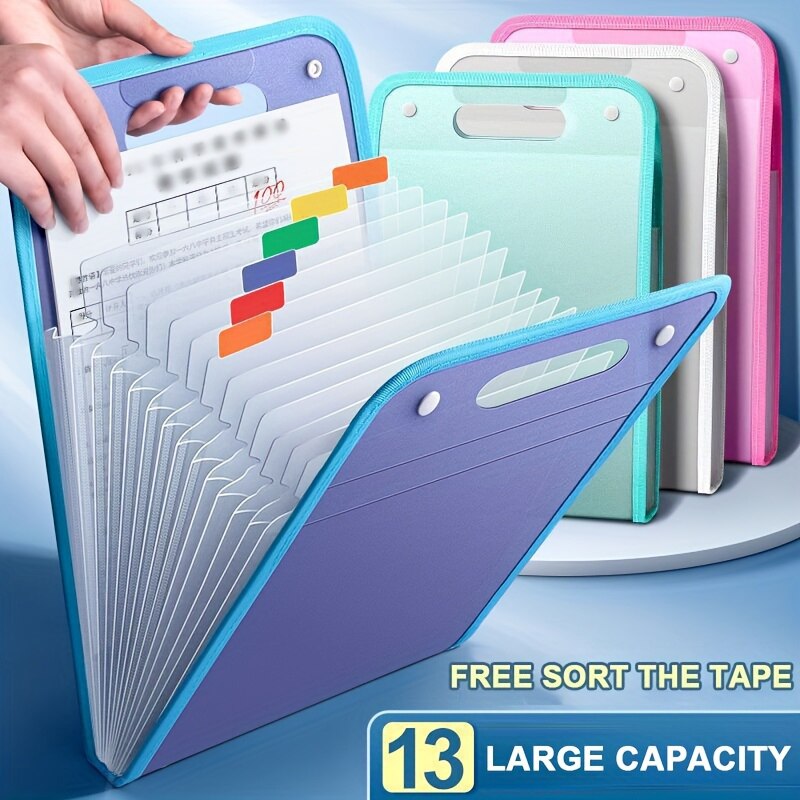 Pocket File Folders Portable A4 Letter Size Macaron Color Accordion Document Organizer For Office C 1