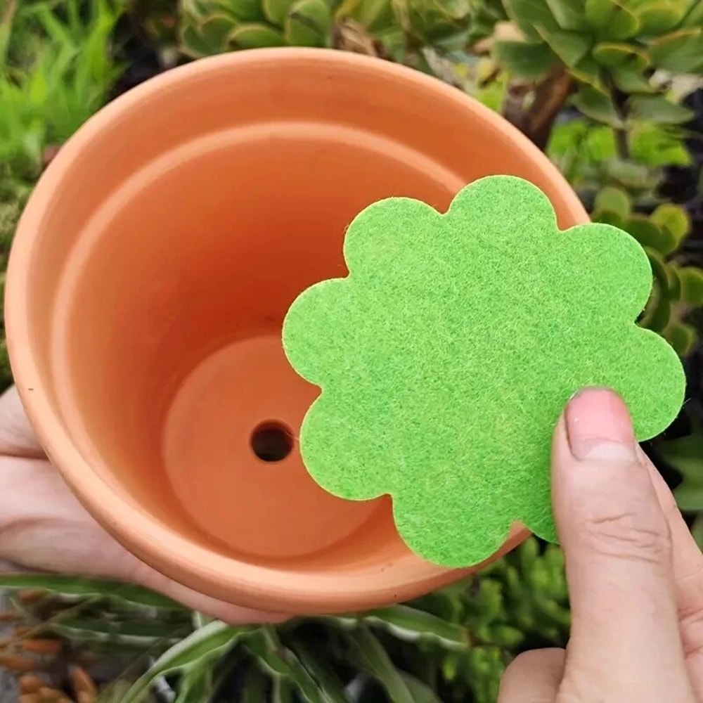 Plant Pot Hole Pad Green NonWoven Fabric Flower Shape Bonsai Bottom Soil Mat AntiCorrosion Breathab 0