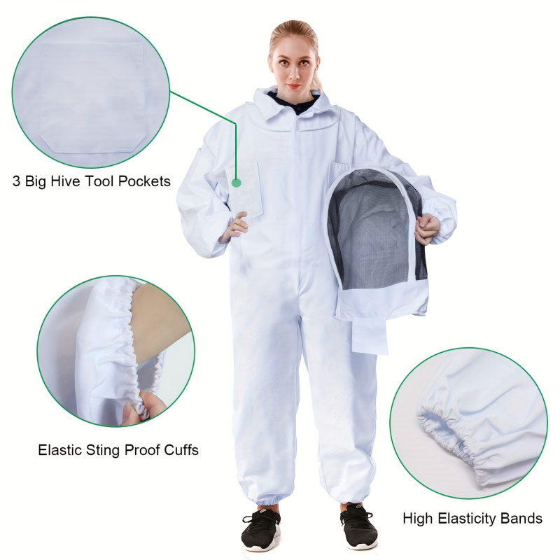 Professional Beekeeper Suit, Ventilated Veil Hood, Sting-Proof Gloves, Comfortable Protective Gear