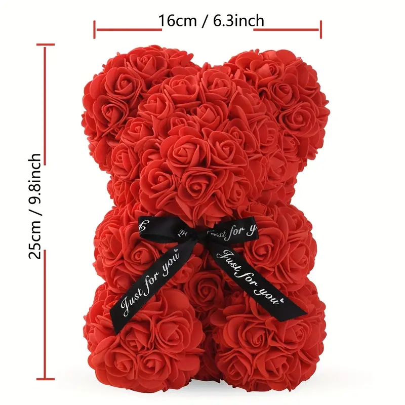 Valentines Rose Bear Gifts For Her Red Artificial Flowers Bear With Rose Bouquet Romantic Gift For 4