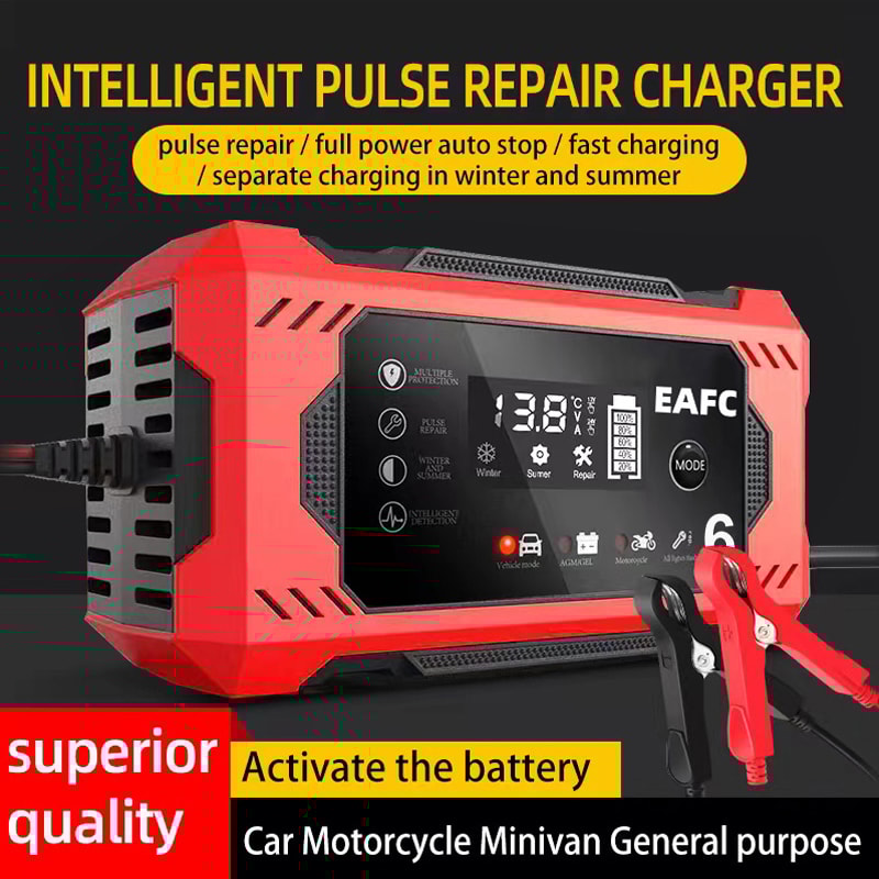 Car Battery Charger Intelligent Fast Charging Pulse Repair AutoStop DualMode For Motorcycle And Tru 5
