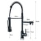 Black Kitchen Sink Faucet Pull Down Hot And Cold Water Mixer 2 Mode Tap With Dual Spout Rotation Fl