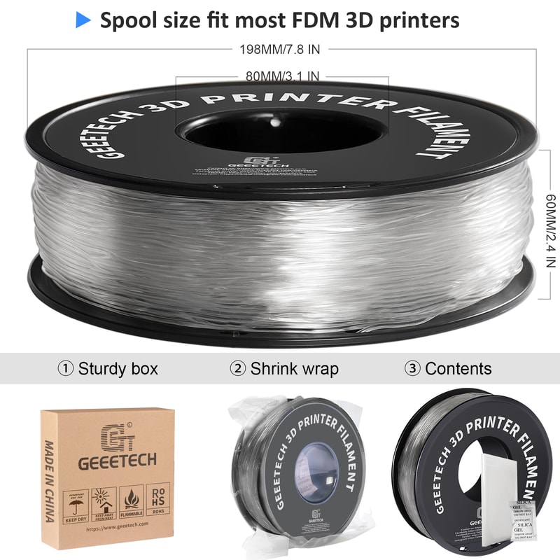 Printer Flexible Filament 1Spool Plastic NonToxic Vacuum Packaging Shore Hardness For Precise Print 3