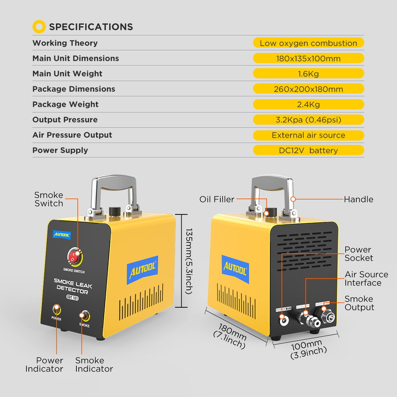 Car Smoke Machine Leak Detector EVAP Pipe Smoking Generator Pipe Leakage Analyzer Smoke Diagnostic 1